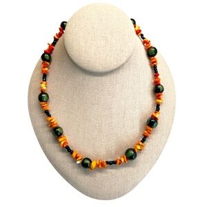 Multicolour Beaded Necklace With Natural Stone and Ceramic Beads